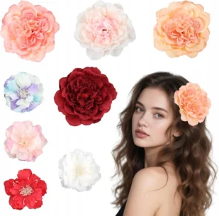 KWIAT SPINKA DO WŁOSÓW DUŻY KWIATEK 8x KLIPS DO KOKA OZDOBA AKCESORIA 8szt - Ozdoby do włosów - miniaturka - grafika 1