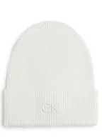 Czapki damskie - Calvin Klein Czapka damska z zawartością kaszmiru Kobiety Bawełna biały jednolity, ONE SIZE - miniaturka - grafika 1