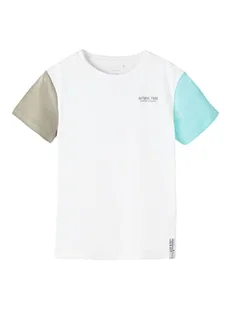 NAME IT Chłopcy NKMHOFFE SS Loose Top T-Shirt, Bright White/Detail:Stormy Weather & Mock Orange, 134W / 140L, Bright White/Detail:stormy Weather & Mock Orange, 134-140 - Koszulki i topy damskie - miniaturka - grafika 1