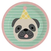 Dekoracje i nakrycia stołu na imprezę - Amscan, talerze Hello Pets, owalne, papierowe, 23 cm, 8 szt. - miniaturka - grafika 1