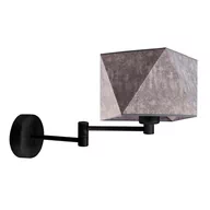 Lampy ścienne - Lysne Kinkiet HANOI stelaż czarny abażur szary melanż tzw beton 8889733 - miniaturka - grafika 1