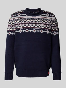 Sweter z dzianiny z naszywką z logo - Swetry męskie - miniaturka - grafika 1