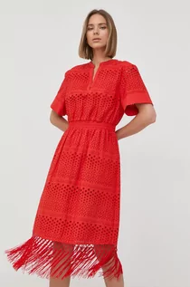 Sukienki - Karl Lagerfeld Lagerfeld Lagerfeld sukienka bawełniana kolor czerwony mini rozkloszowana - grafika 1
