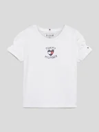 Koszulki dla dziewczynek - T-shirt z wyhaftowanym logo - miniaturka - grafika 1