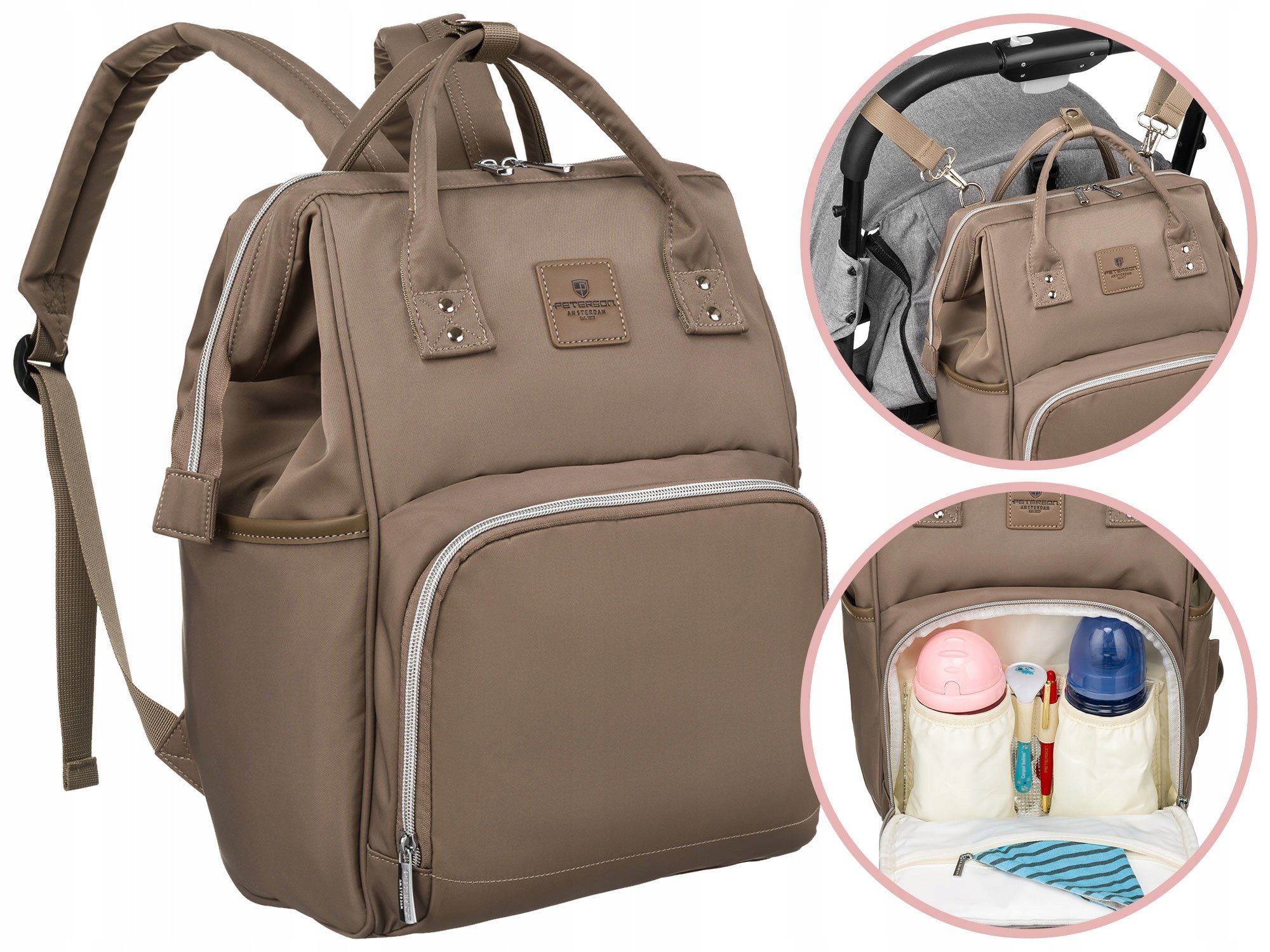 Plecak mommy bag torba do wózka termiczna pojemna organizer Peterson