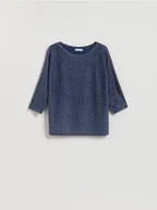Swetry damskie - Reserved - Sweter z metalizowaną nitką - niebieski - miniaturka - grafika 1