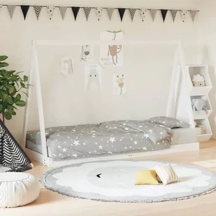 vidaXL Rama łóżka dla dzieci, biała, 80x200 cm, drewno sosnowe - Łóżeczka i kojce - miniaturka - grafika 1