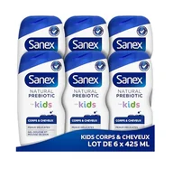 Kosmetyki kąpielowe dla dzieci - SANEX - Naturalny Prebiotyk Żel pod prysznic dla dzieci do ciała i włosów - Delikatna skóra - 12 godzin nawilżenia - zatwierdzony przez pediatrów - kompleks prebiotyczny - Testowany dermatologicznie - 425 ml x6 - miniaturka - grafika 1