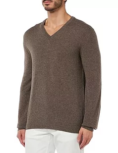 Hackett London Sweter męski Merino Cash Mix V, Brązowy (kora), XXL - Swetry męskie - miniaturka - grafika 1
