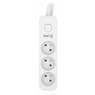 Listwy zasilające - Przedłużacz KERG z wyłącznikiem M02381 3-gniazdowy 5m 3×1,5mm2 H05VV-F 16A/250V biały - miniaturka - grafika 1