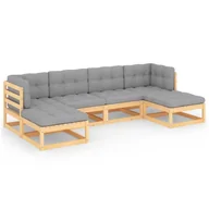 Meble ogrodowe - vidaXL 6-cz. zestaw wypoczynkowy do ogrodu, z poduszkami, lita sosna 3077114 - miniaturka - grafika 1