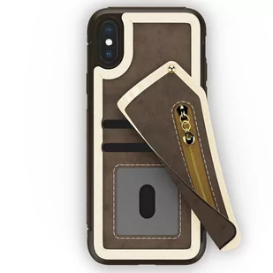 Zizo Nebula Wallet Case Skórzane etui iPhone X z kieszeniami na karty + saszetka na zamek + szkło 9H na ekran (Dark Brown/Brown) - Etui i futerały do telefonów - miniaturka - grafika 2