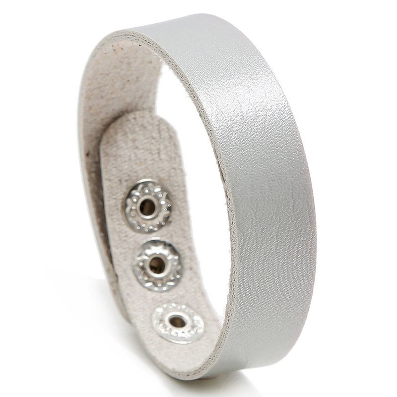 Garbari Skórzana pleciona bransoletka regulowana Szary 22cm