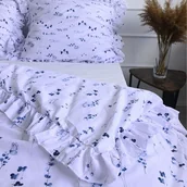 Pościel - Pościel bawełniana z falbanką - niebieska łąka [Rozmiar: 180/200 i 2x70/80] - miniaturka - grafika 1