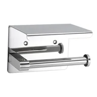 Stojaki i wieszaki na papier toaletowy - Uchwyt na papier toaletowy z półką w kolorze SREBRO - uchwyt na papier ze stali nierdzewnej z półką do wiercenia - uchwyt na rolkę papieru toaletowe.. - miniaturka - grafika 1