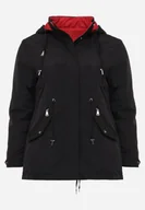 Kurtki damskie - Czarno-Czerwona Przejściowa Kurtka Dwustronna Parka z Pikowaniem i Kapturem Tidare - miniaturka - grafika 1