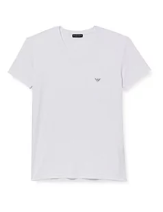 Emporio Armani Męski T-shirt Soft Modal Eagle Logo Slim Fit z dekoltem w serek, biały, M - Koszulki męskie - miniaturka - grafika 1
