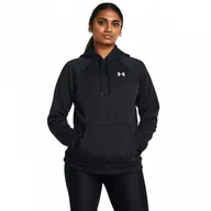 Bluzy damskie - Damska bluza dresowa nierozpinana z kapturem Under Armour UA Armour Fleece Hoodie - czarna - miniaturka - grafika 1