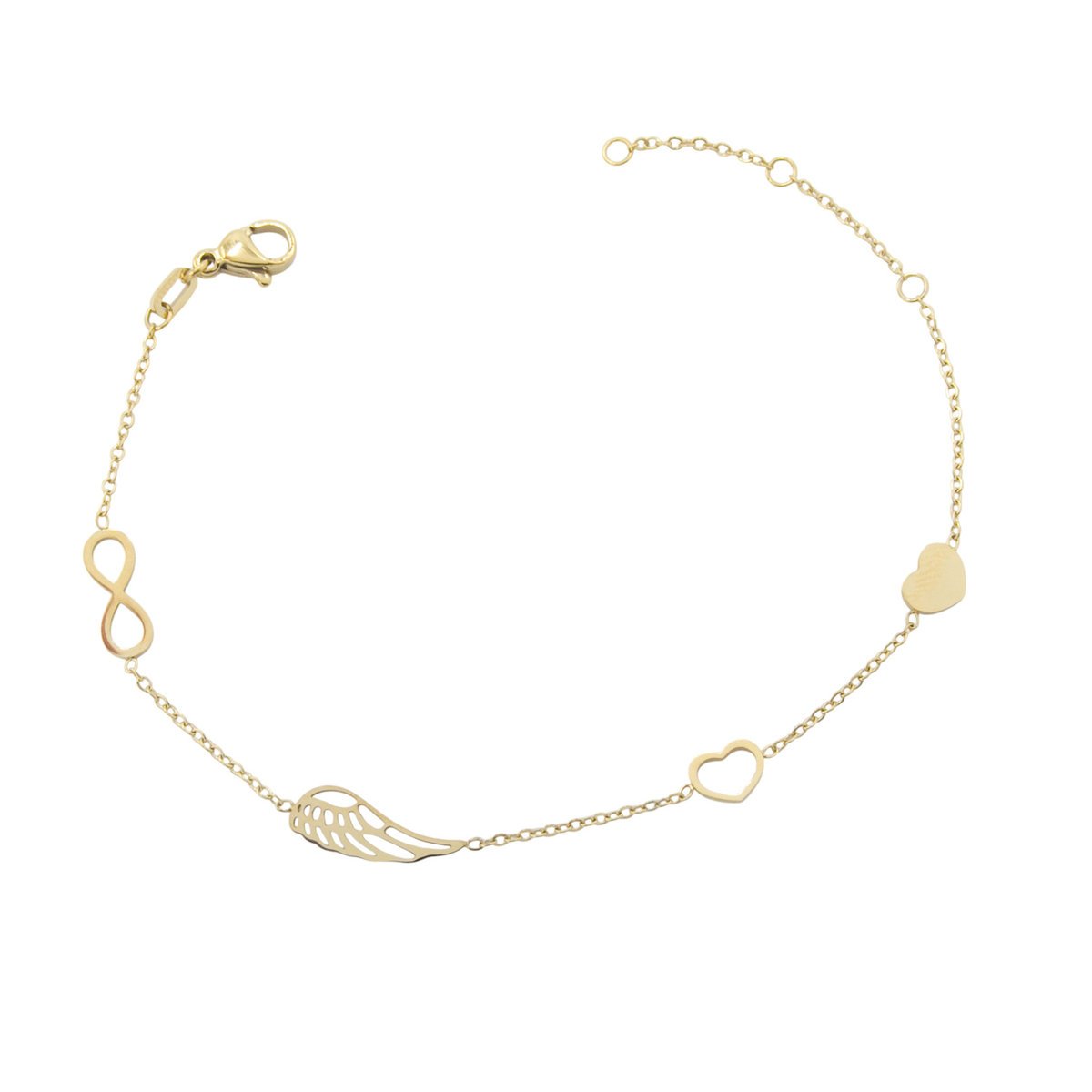 Bransoletka celebrytka z stali chirurgicznej serce piorko