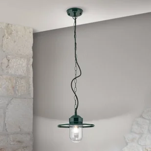 ORION Zewnętrzna lampa wisząca Edward, zielona, Ø 27,5 cm, aluminium/szkło - Lampy ogrodowe - miniaturka - grafika 1