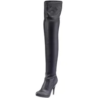 Kozaki damskie - Buffalo London Kozaki za kolano, czarny - Czarny Czarny 01-39 eu - miniaturka - grafika 1