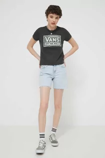 Koszulki sportowe damskie - Vans t-shirt bawełniany damski kolor czarny - grafika 1