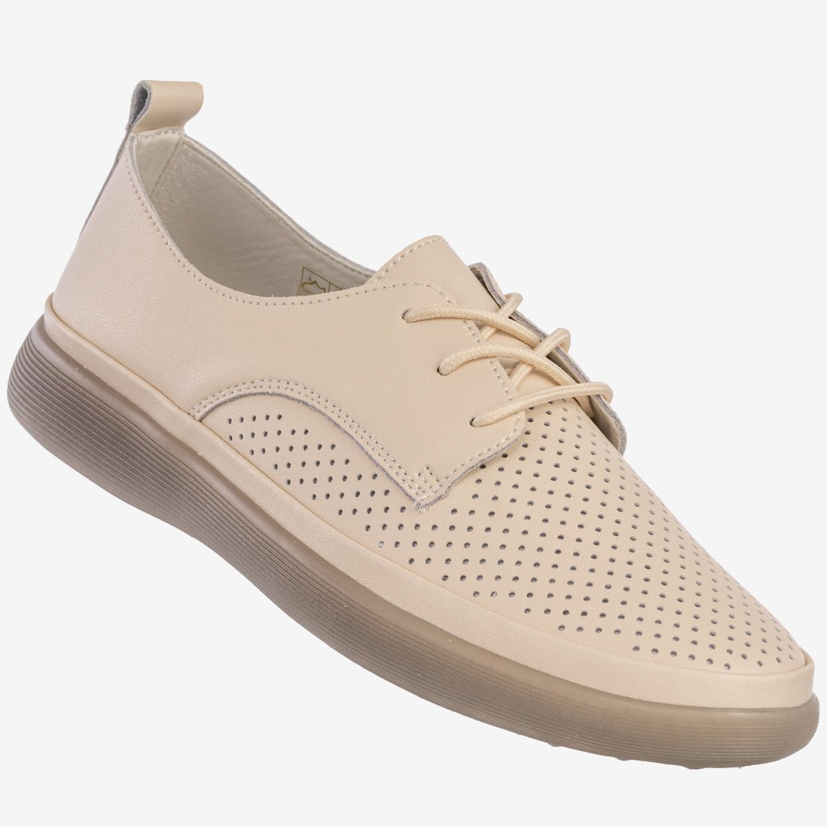 Półbuty Damskie Skórzane Buty Ażurowe Lekkie Beżowe Filippo Beżowy 40