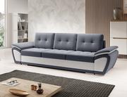 Narożniki - 3-osobowa sofa kanapa Enzo z funkcją spania grafitowa z białą ekoskórą. - miniaturka - grafika 1