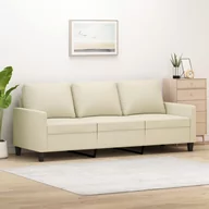 Sofy i kanapy - vidaXL 3-osobowa sofa, kremowa, 180 cm, sztuczna skóra - miniaturka - grafika 1