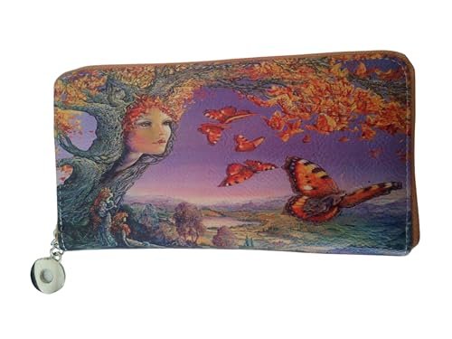 DONREGALOWEB Portfel ozdobiony NINFA w odcieniach fioletu i ochry, Biały, 19x9.5 cm, Nowoczesny