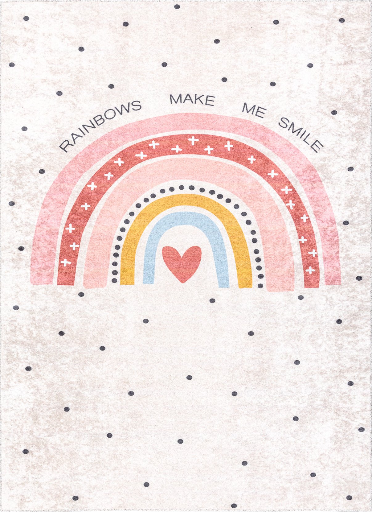 Dywan do prania JUNIOR 51300.802 Tęcza, kropki dla dzieci, antypoślizgowy - beż beżowy 200x290 cm