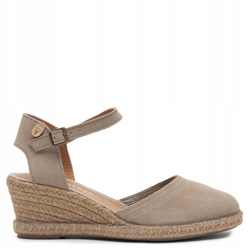 Verbenas Espadryle Skórzane na Koturnie Beżowe MALENA-SERTAN-PIE r.36