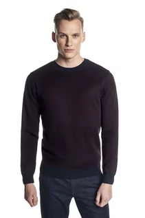 Swetry męskie - Sweter brązowy w kratę z wełną Recman GRILLONS - grafika 1