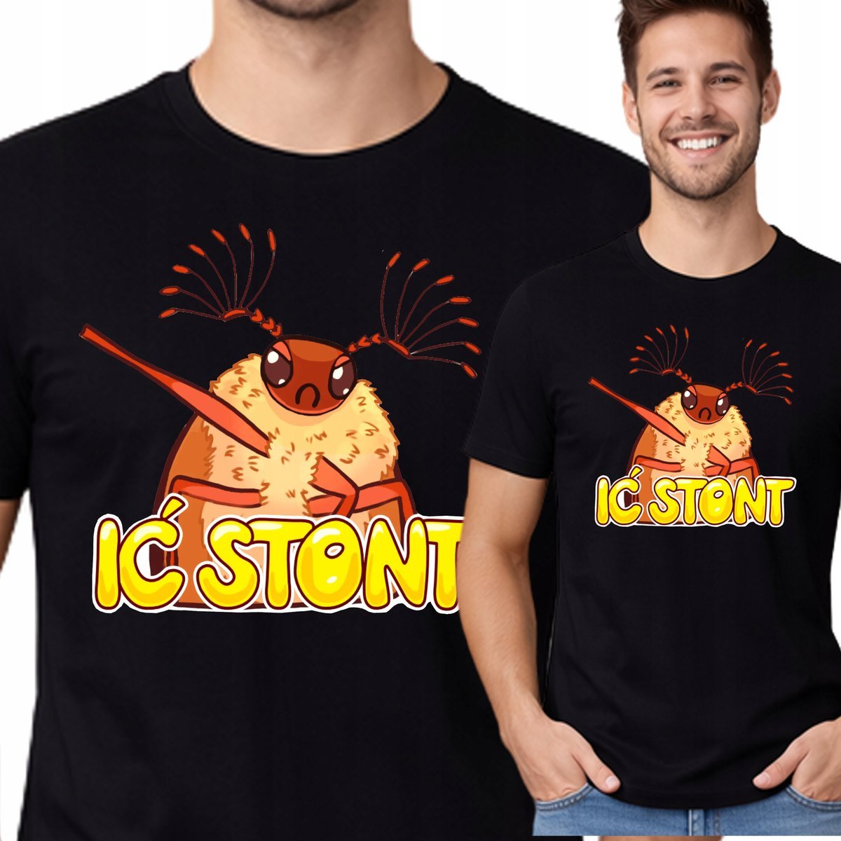 IĆ STONT Koszulka Męska T-Shirt śmieszna mem Prezent L P402 CZARNA