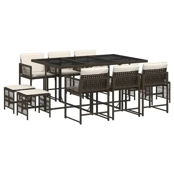 Zestaw mebli ogrodowych rattan PE brązowy 165 x 106 x 73 cm, 4 krzesła, 4