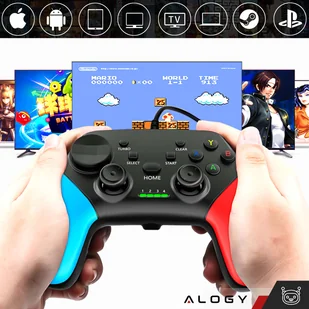 Gamepad Pad bezprzewodowy Bluetooth Alogy kontroler do gier + uchwyt na telefon Android iOS PS3 PS4 PC TV Nintendo Switch Joystick Czarny - Kontrolery gier na PC - miniaturka - grafika 14