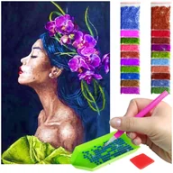 Zabawki kreatywne - Haft Diamentowy ARTULIO, Obraz DIY 5D, Diamond Painting, Mozaika Diamentowa 40X60cm (Piękna dziewczyna w wianku) + Zestaw Akcesoriów - miniaturka - grafika 1