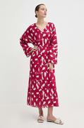Sukienki - Liviana Conti sukienka lniana kolor różowy maxi oversize L4SM31 - miniaturka - grafika 1