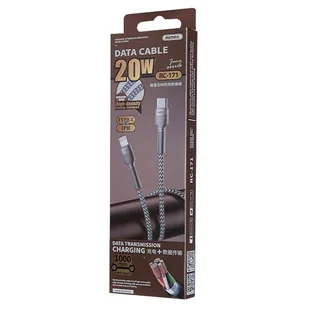 REMAX Jany nylonowy kabel przewód USB Typ C - Lightning 100 W 5A Power Delivery 1 m srebrny (RC-171) - Kable USB - miniaturka - grafika 3