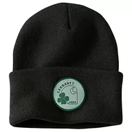 Czapki damskie - Carhartt Męska czapka z dzianiny Shamrock Patch Beanie, czarny, jeden rozmiar - miniaturka - grafika 1