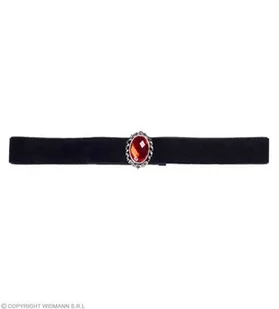 Czarny aksamitny naszyjnik z czerwonym kamieniem akcesorium do eleganckiego stroju - Moda i Uroda OUTLET - miniaturka - grafika 1