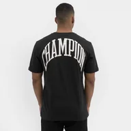 Koszulki sportowe męskie - Męski t-shirt z nadrukiem CHAMPION Rochester Crewneck T-Shirt - grafitowy - miniaturka - grafika 1