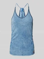 Koszulki i topy damskie - Top o kroju slim fit z efektem denimu model ‘Gathered indigo’ - miniaturka - grafika 1