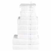 Ręczniki - vidaXL 12-częściowy zestaw ręczników premium SOLUND, biały, 600 g/cm² - miniaturka - grafika 1