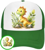 Czapki i chusty sportowe męskie - Czapka z Daszkiem Dinozaur Zielona z Nadrukiem Na Lato Siatka Bejsbolówka - miniaturka - grafika 1