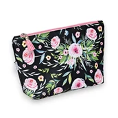 Kosmetyczki, organizery i kuferki - Kosmetyczka damska organizer do torebki etui saszetka do torby kwiaty - miniaturka - grafika 1