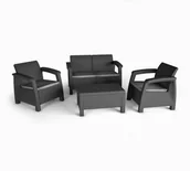 Meble ogrodowe - Curver Meble ogrodowe Keter Bahama Komplet na taras Grafit sofa+ fotele+ stolik - miniaturka - grafika 1