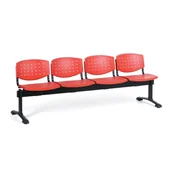 Inne meble biurowe - Ławka do poczekalni plastikowa TONY, 4 siedziska, czerwony - miniaturka - grafika 1