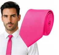 Krawaty i muchy męskie - Krawat śledzik prążkowany - ciemnoróżowy - miniaturka - grafika 1