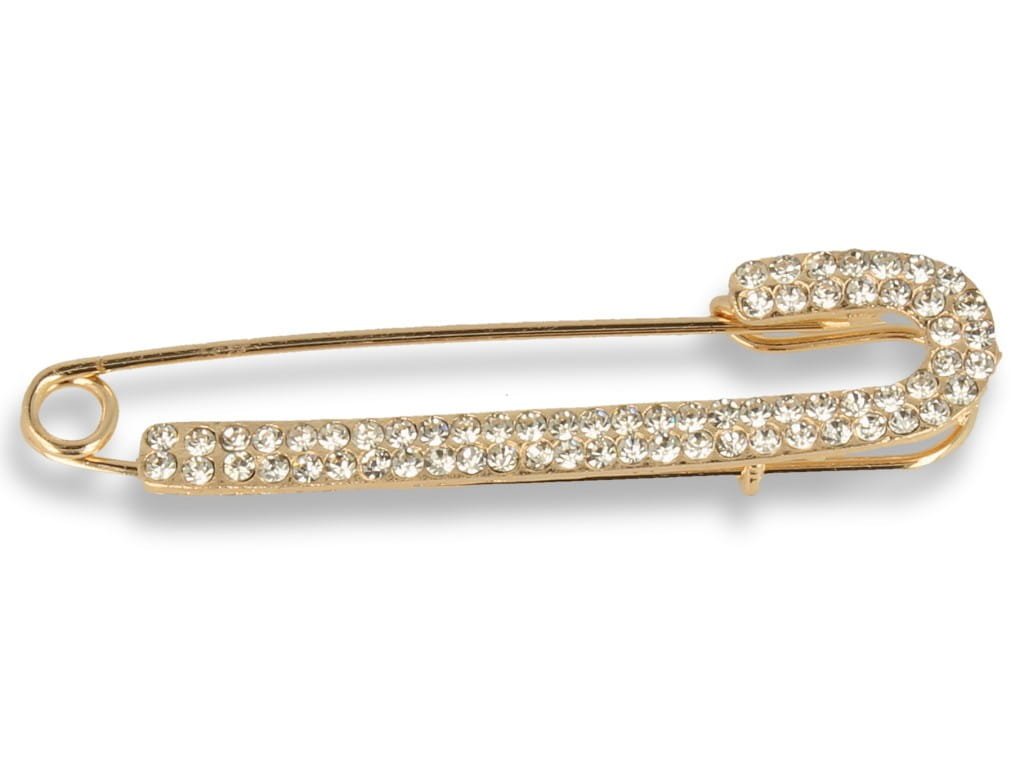 Broszka Damska Złota Agrafka Z Cyrkoniami